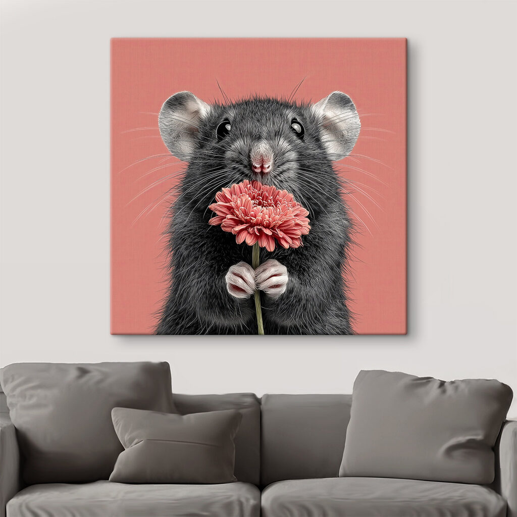 Mouse holding a flower