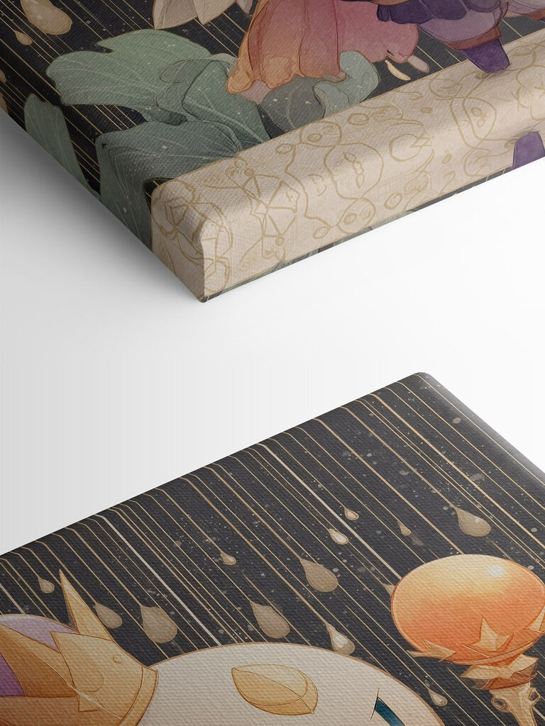 Cartoon of a little angel with wings and a crown holding a staff