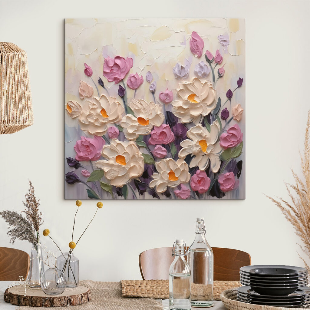 Painting of flowers and leaves