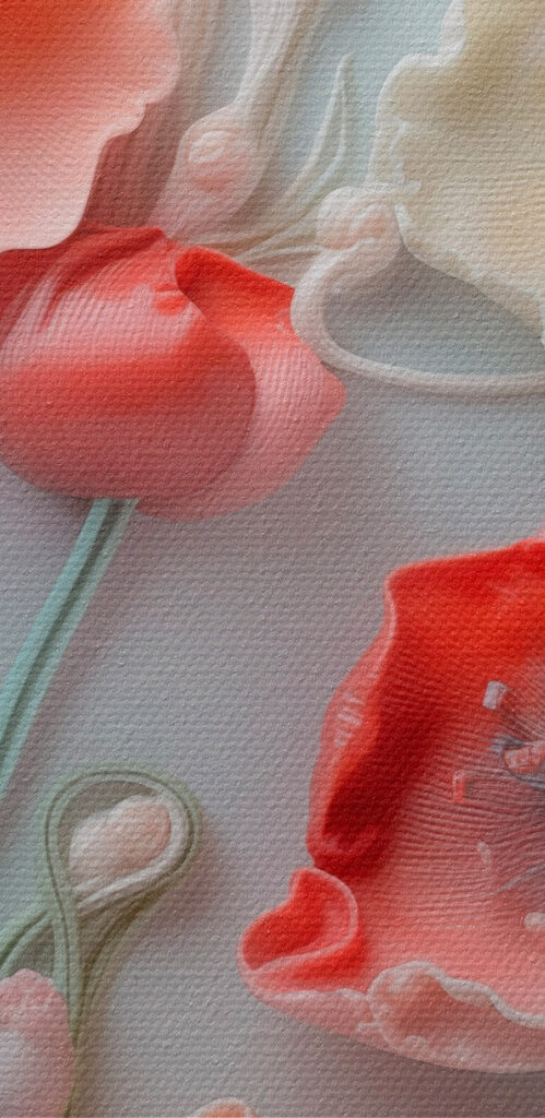 Group of flowers on a white surface