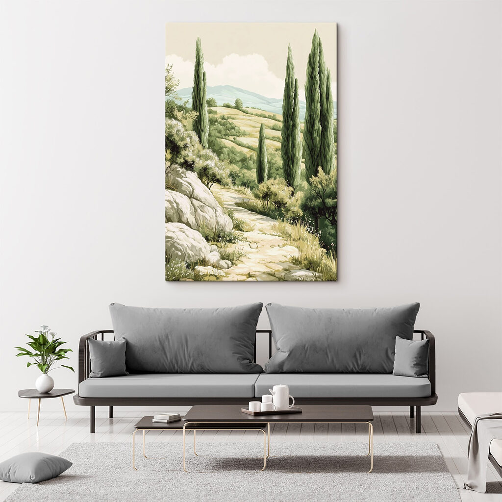 Landscape with trees and hills