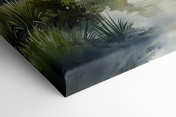 Watercolor painting of a path leading to a pond Watercolor painting of a path leading to a pond