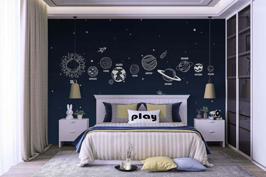 Linia planet w przestrzeni kosmicznej