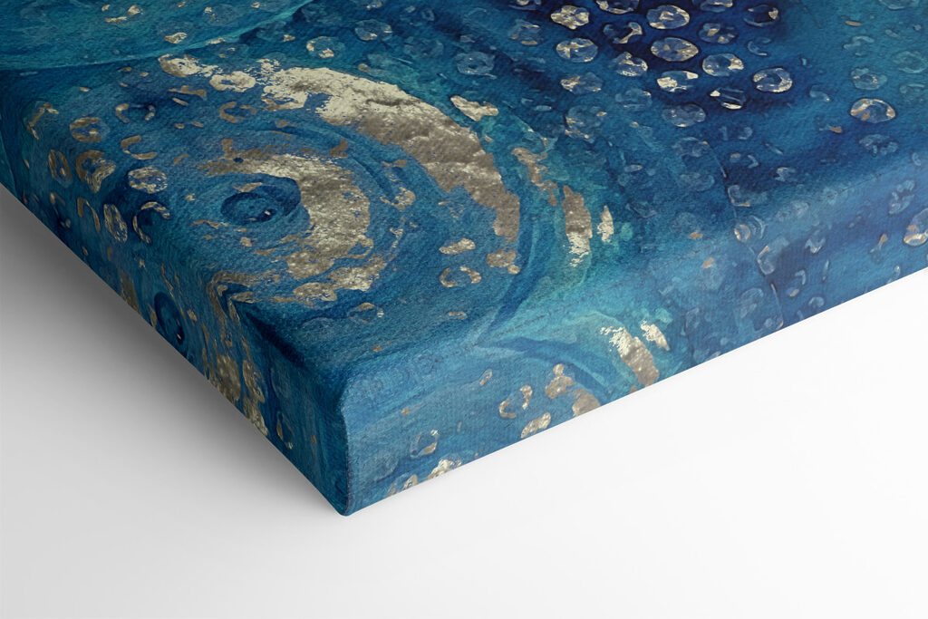 A blue and silver circle painting A blue and silver circle painting