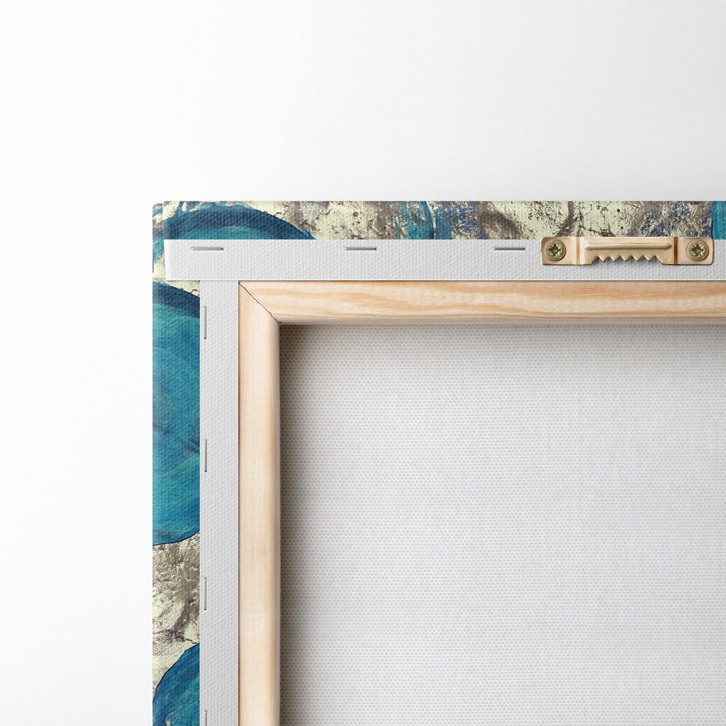 A blue and silver circle painting A blue and silver circle painting