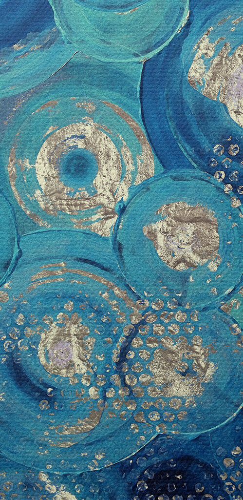 A blue and silver circle painting A blue and silver circle painting