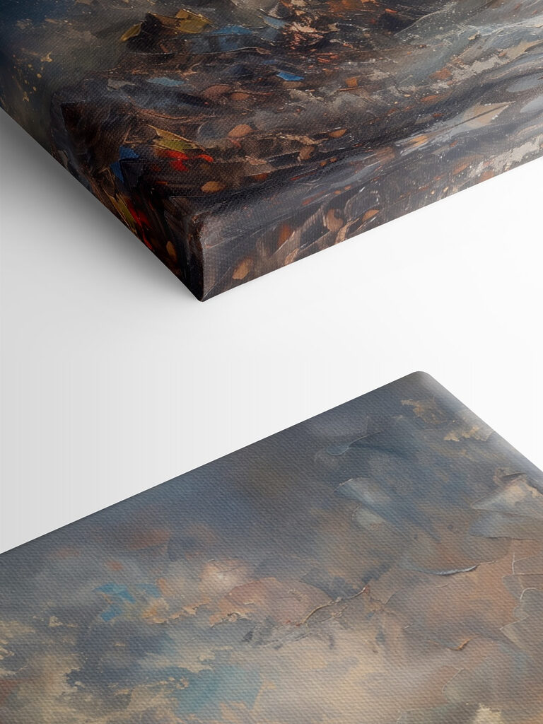 A painting of a lighthouse in the ocean