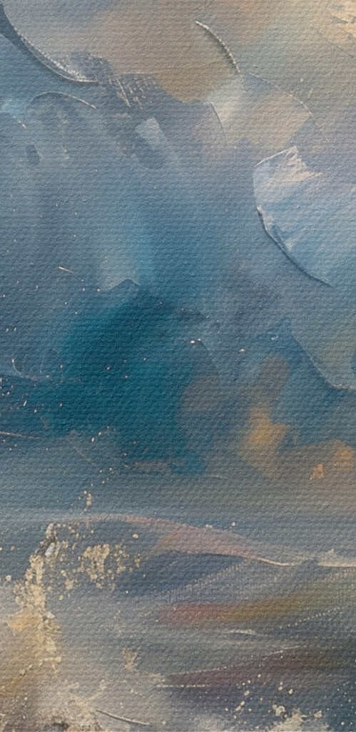 A painting of a lighthouse in the ocean