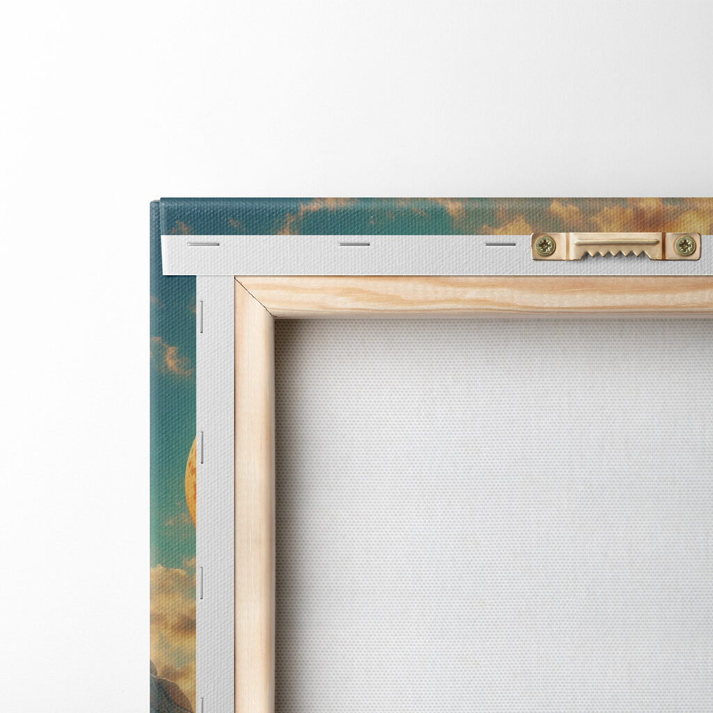 Landscape with trees and mountains and a moon