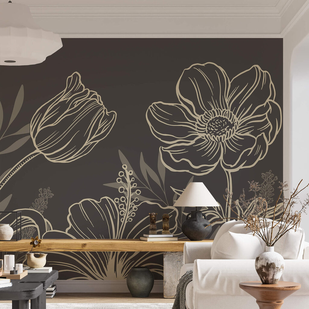 Delikatny kwiatowy wzór linii