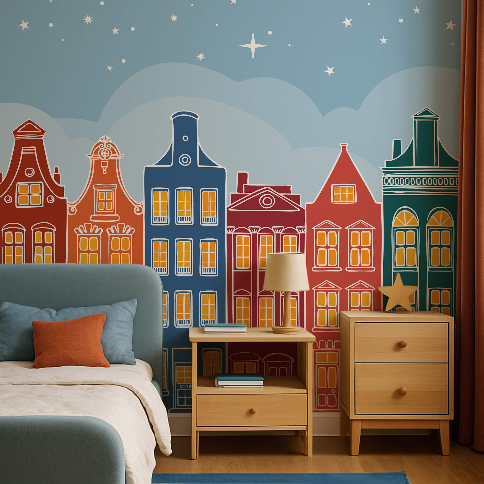 Rząd kolorowych budynków