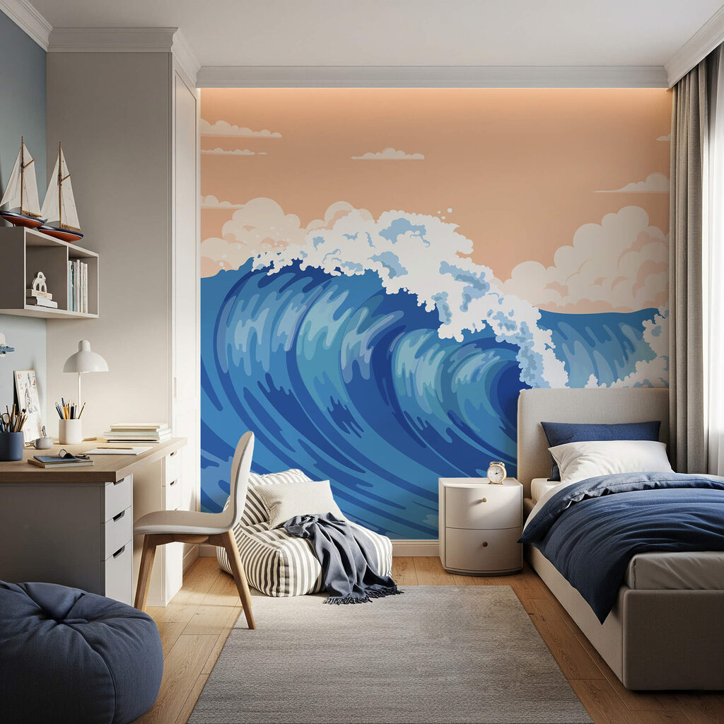 Duża fala ze spienionymi falami