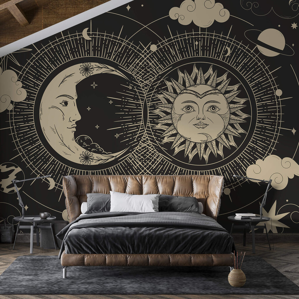 Słońce i księżyc na niebie