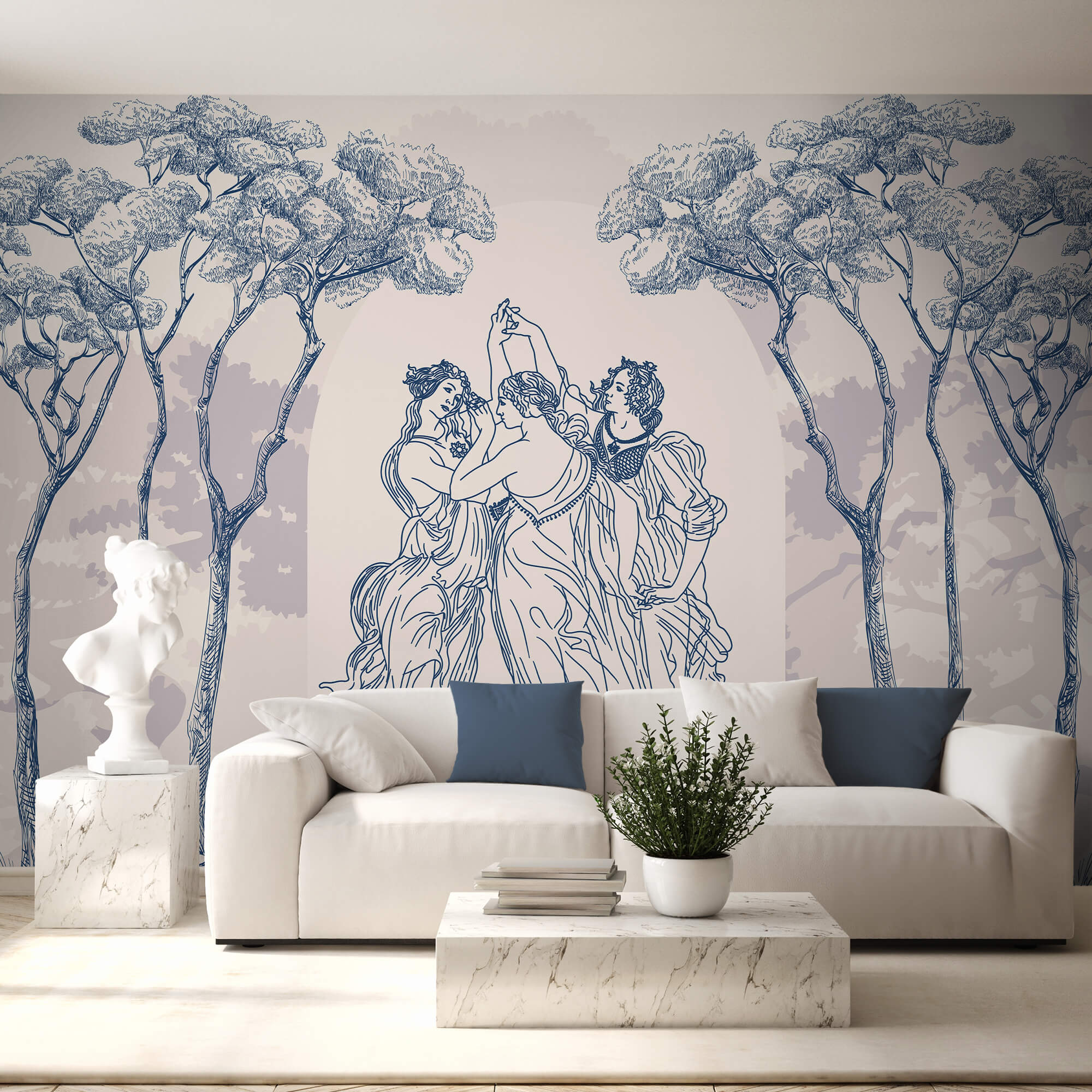 Grupa ludzi tańczących pod drzewami