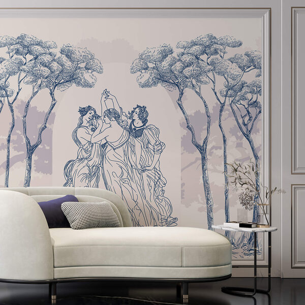 Wall murals Group of people dancing under trees Wall murals Group of people dancing under trees