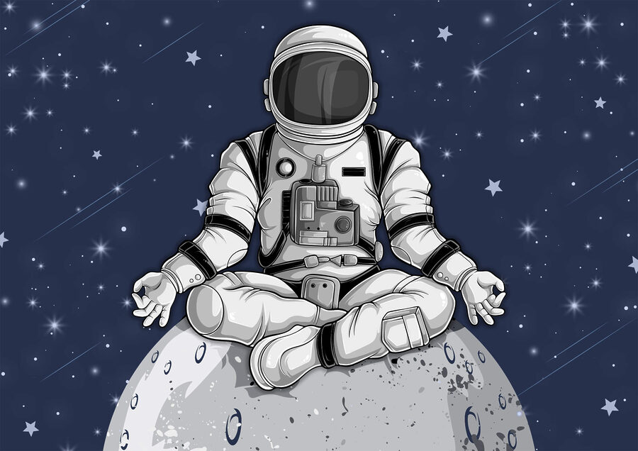 Astronauta siedzący na Księżycu