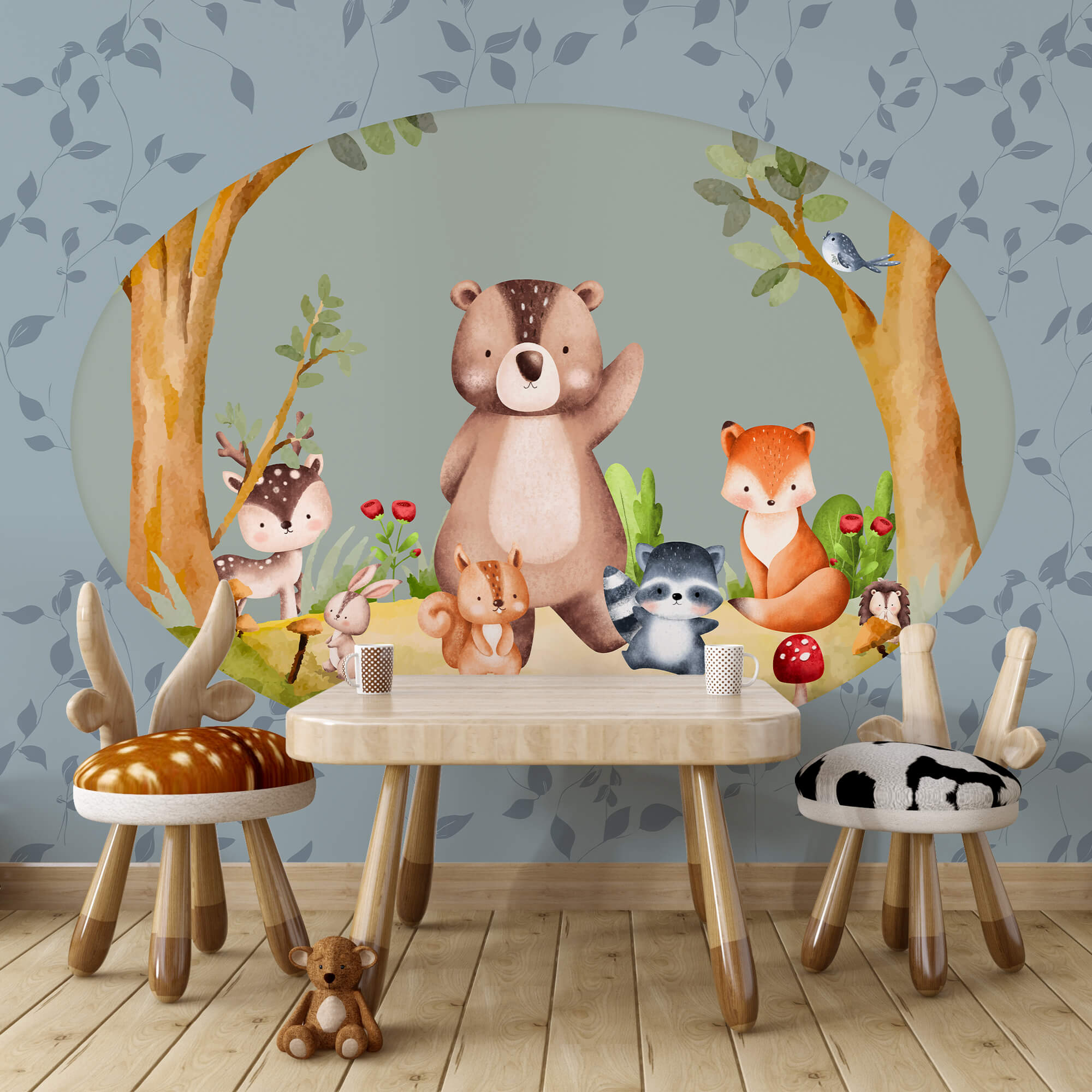 Kreskówka zwierząt w lesie