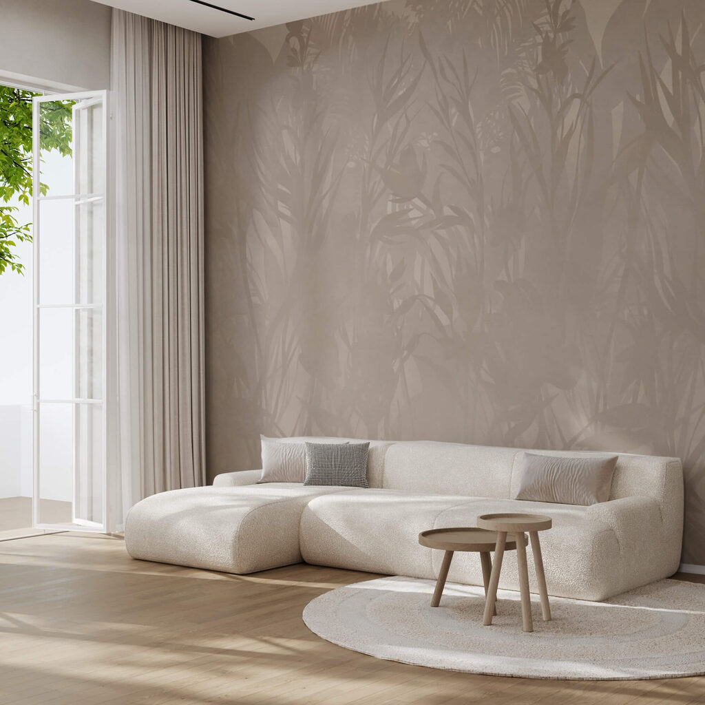 Subtelne botaniczne wzory w delikatnych odcieniach