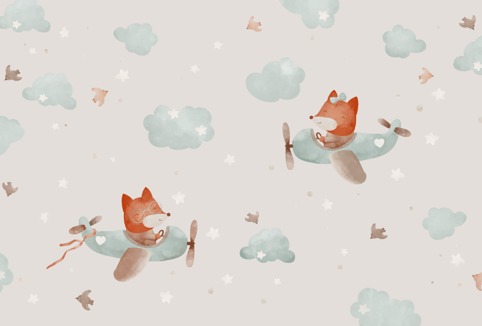 Pattern of foxes flying on airplanes Pattern of foxes flying on airplanes