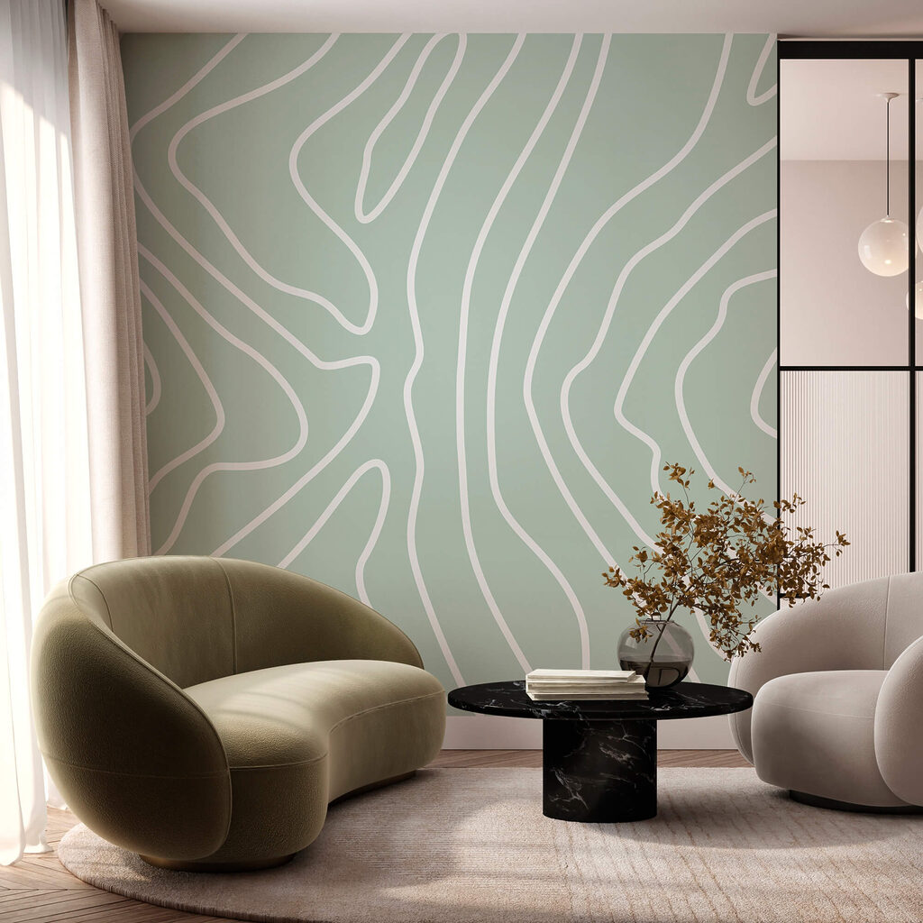 Białe linie na jasnozielonym tle