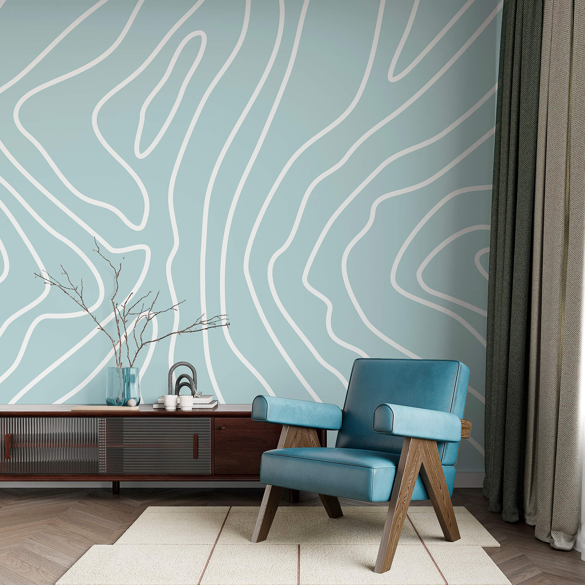 Białe linie na niebieskim tle