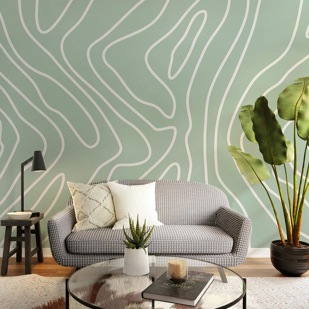 Białe linie na jasnozielonym tle