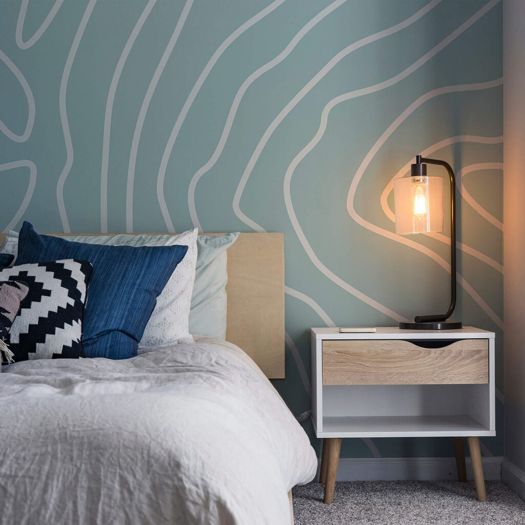 Białe linie na niebieskim tle