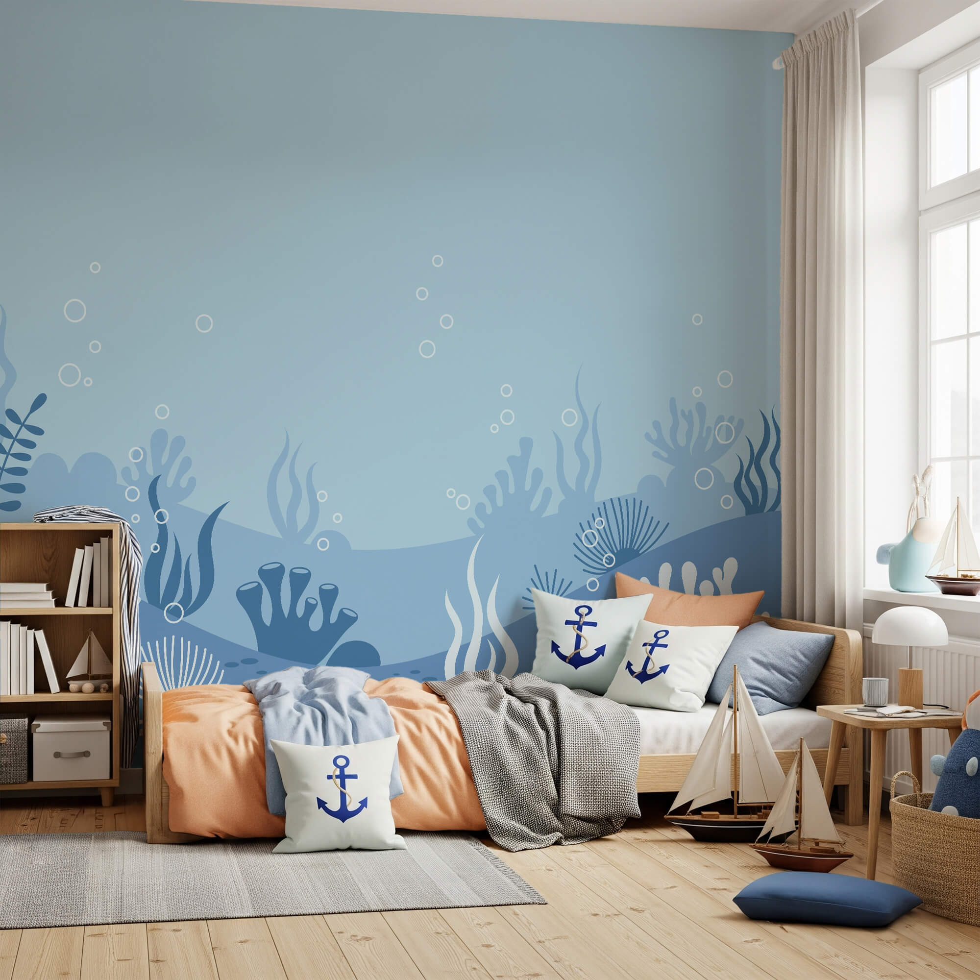 Niebiesko-biała scena podwodna