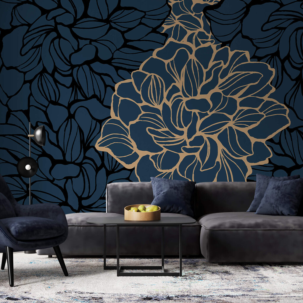 Odważny kwiatowy wzór na ciemnym tle