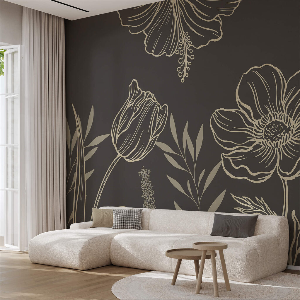 Delikatny kwiatowy wzór linii