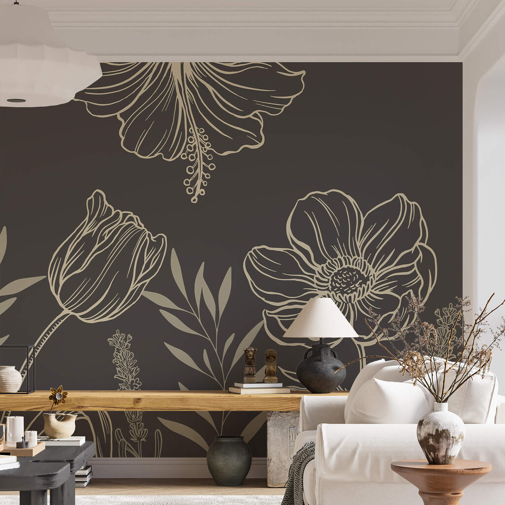 Delikatny kwiatowy wzór linii