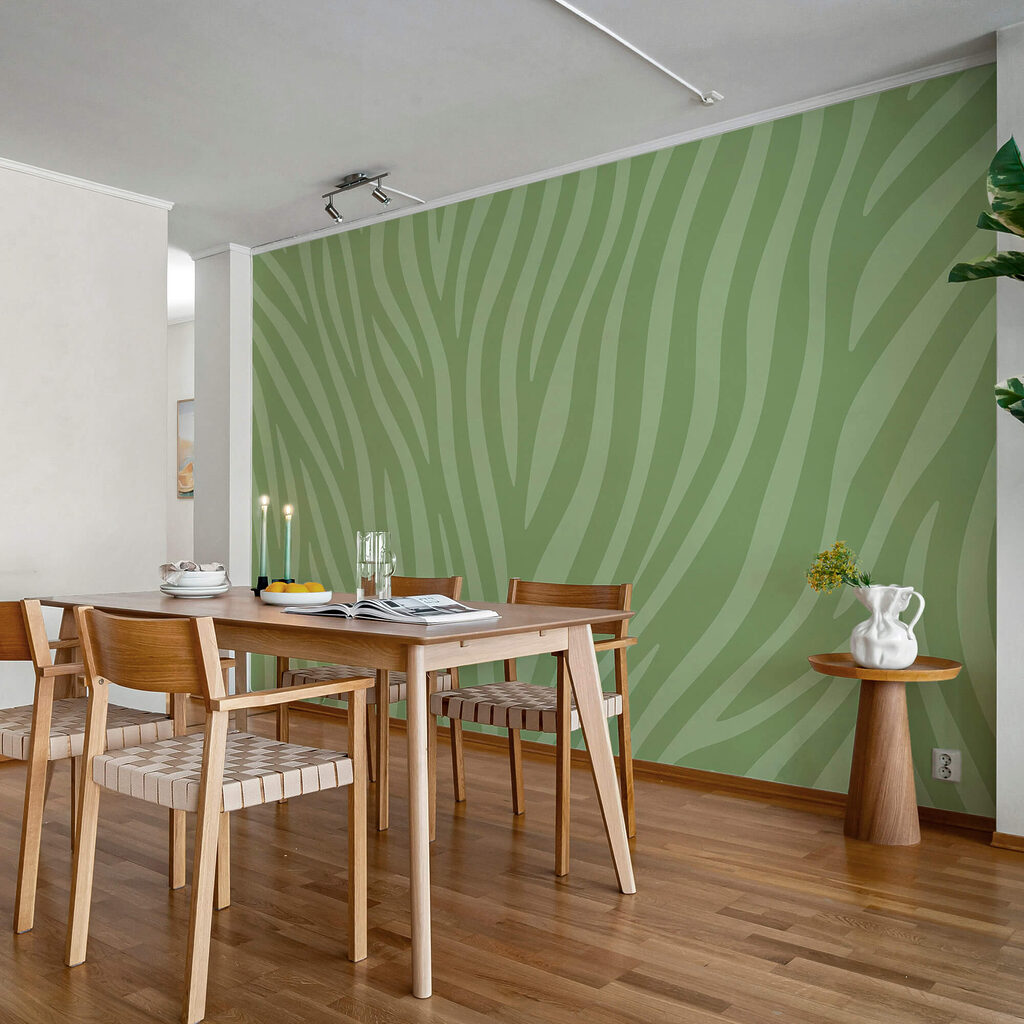 Zielony i biały nadruk zebry