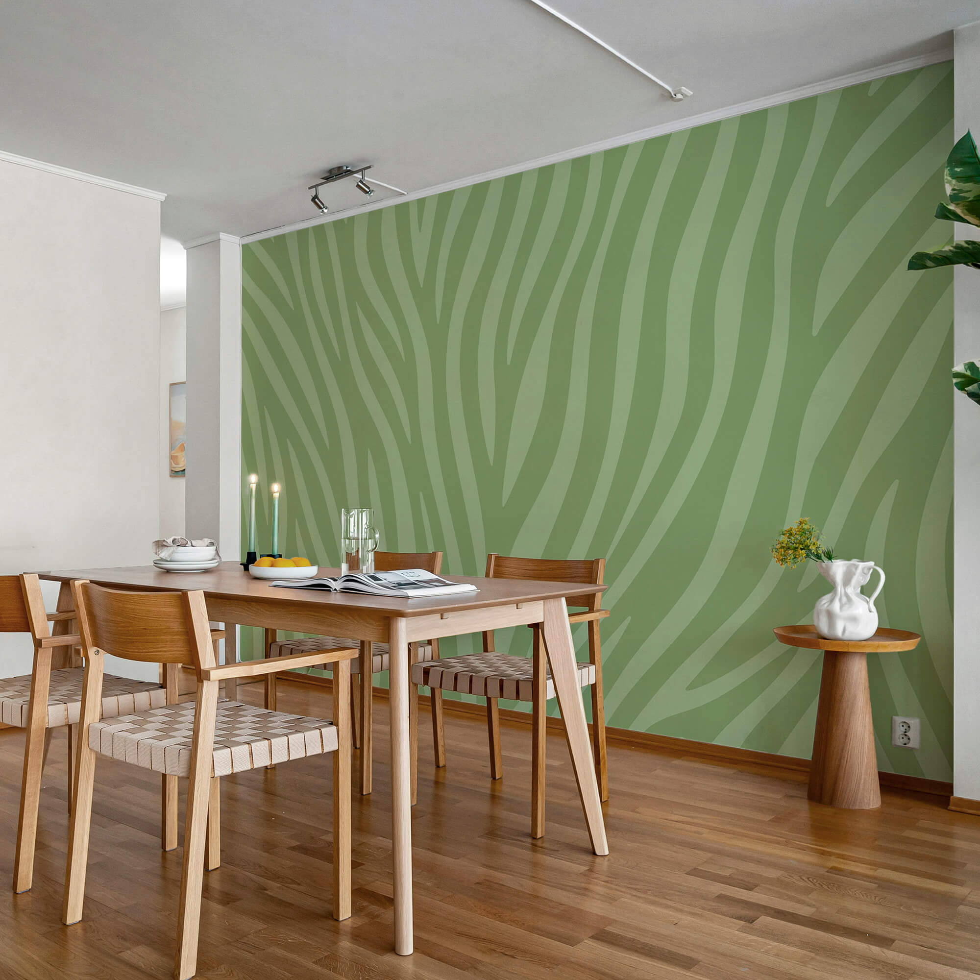 Zielony i biały nadruk zebry