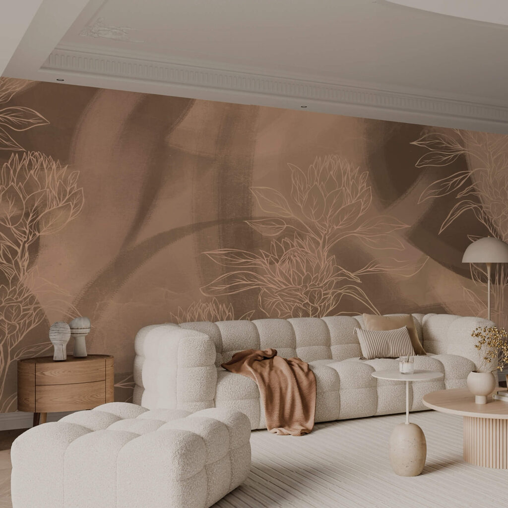 Kontury kwiatów na ciepłym tle