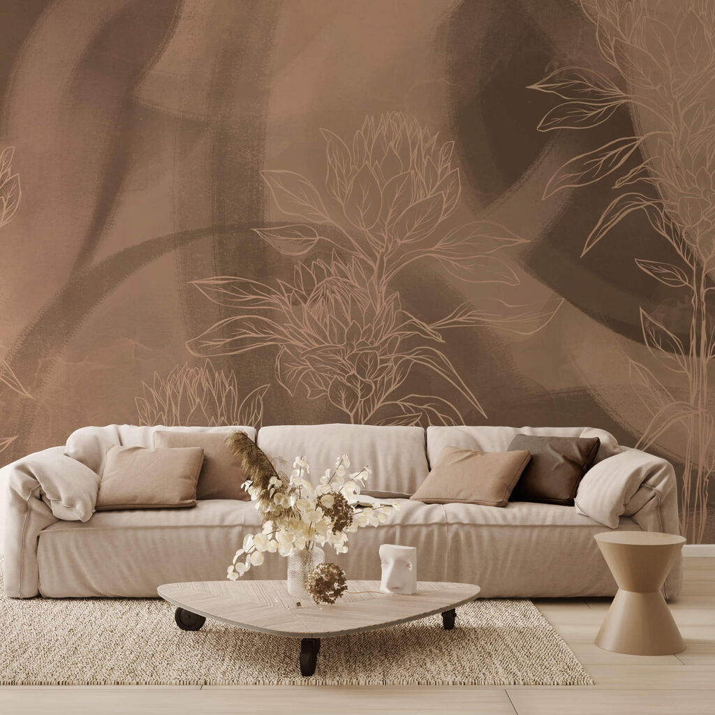 Kontury kwiatów na ciepłym tle