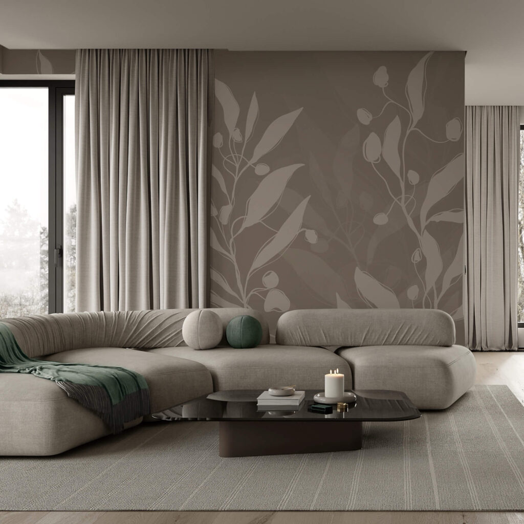 Delikatny botaniczny wzór na neutralnym tle