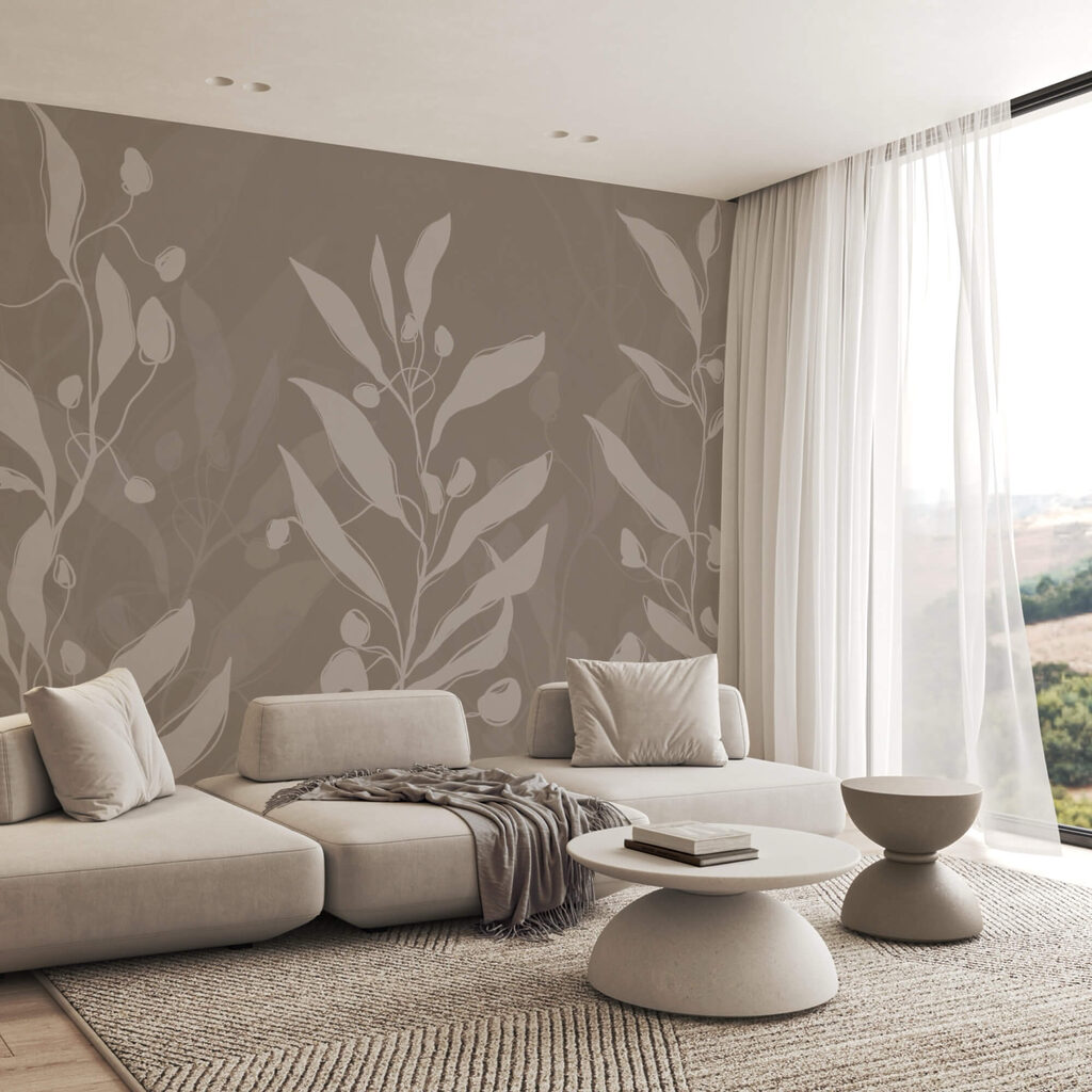 Delikatny botaniczny wzór na neutralnym tle