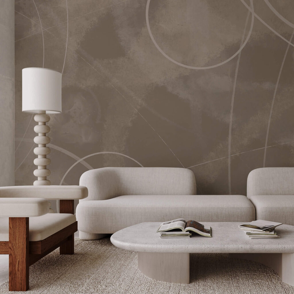 Brązowe tło z białymi liniami i okręgami