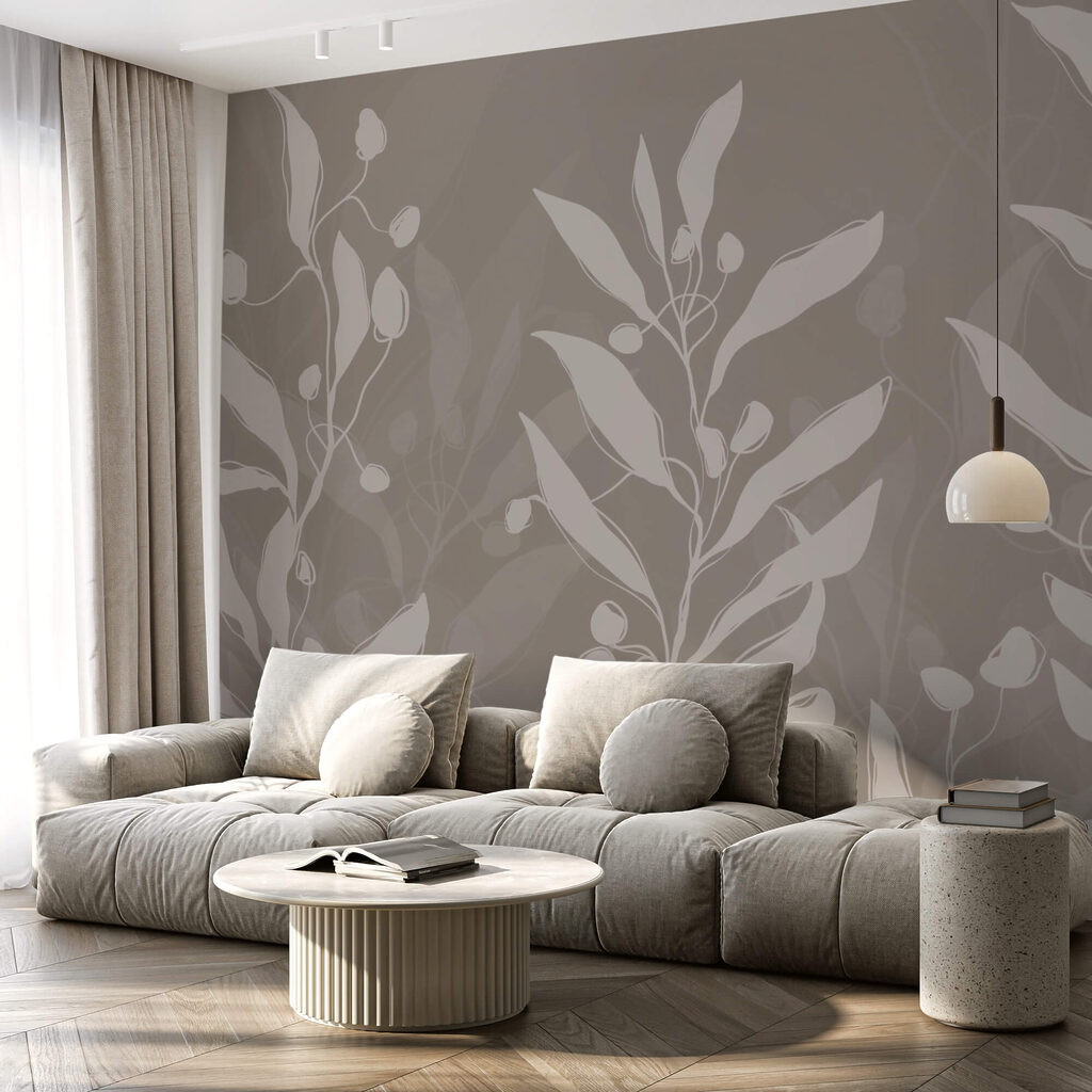 Delikatny botaniczny wzór na neutralnym tle