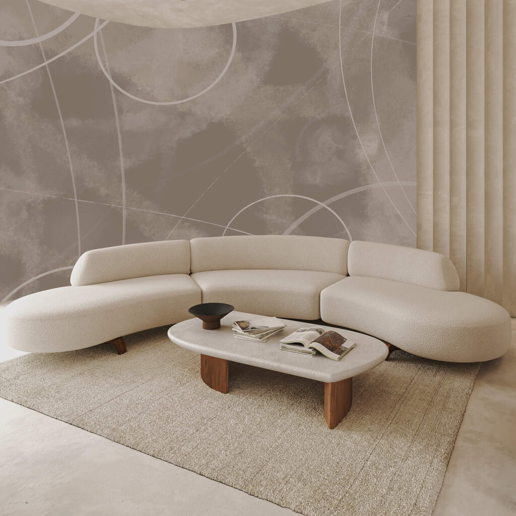 Brązowe tło z białymi liniami i okręgami