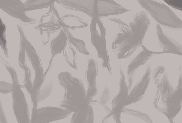 Grey and white background with flowers