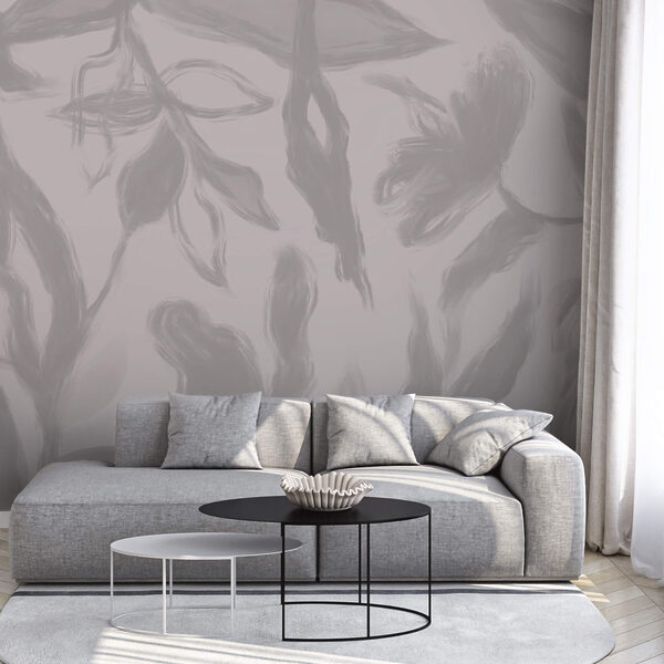 Szare i białe tło z kwiatami