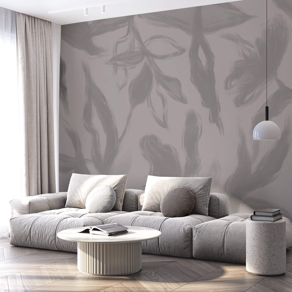 Szare i białe tło z kwiatami