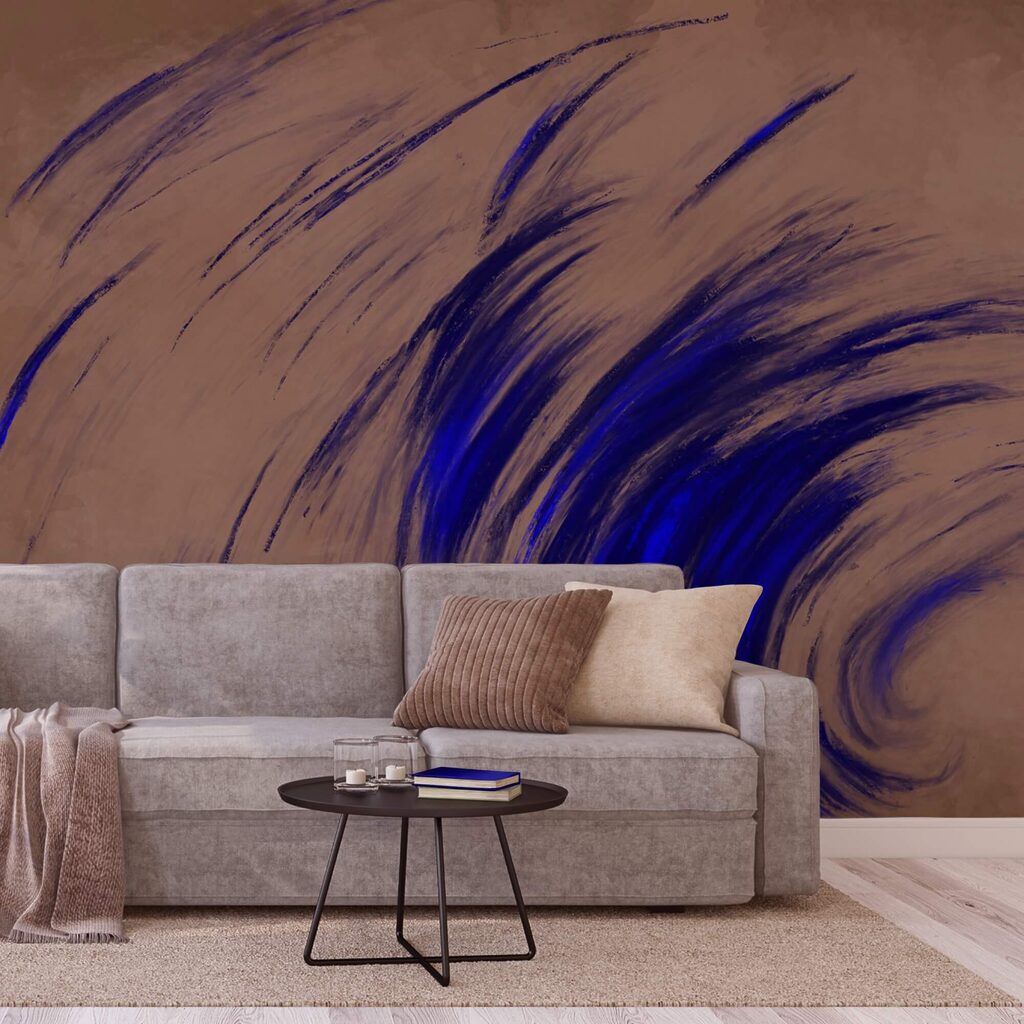 Niebieskie wiry na brązowym tle