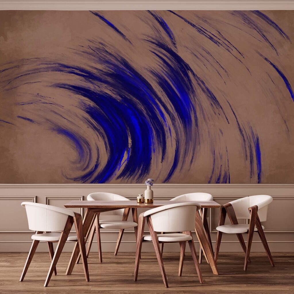 Niebieskie wiry na brązowym tle