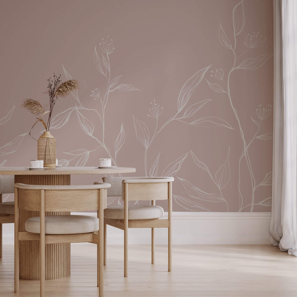 Delikatne liście na miękkim pastelowym tle