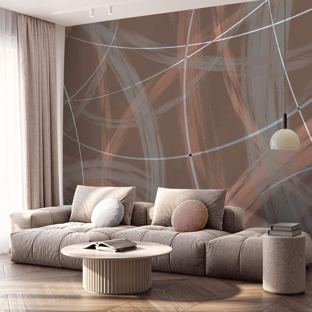 Brązowe i białe tło z liniami i okręgami