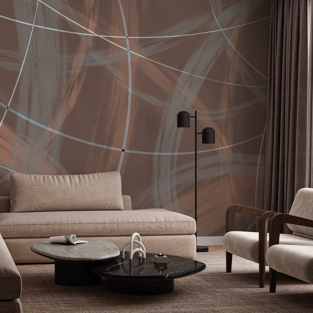 Brązowe i białe tło z liniami i okręgami