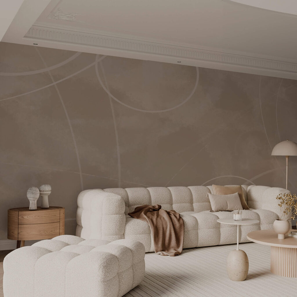 Brązowe tło z białymi liniami i okręgami