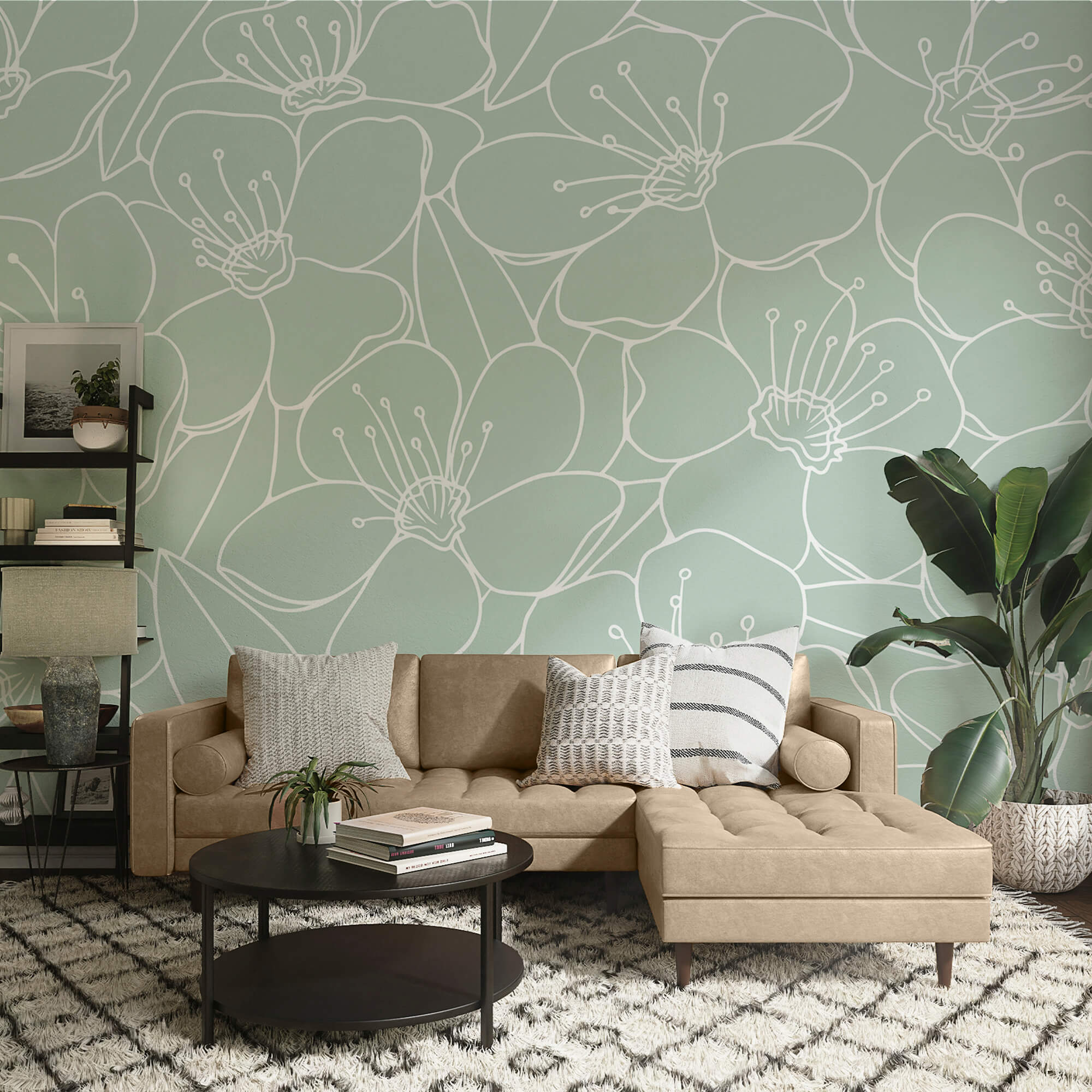 Wzór kwiatów i liści